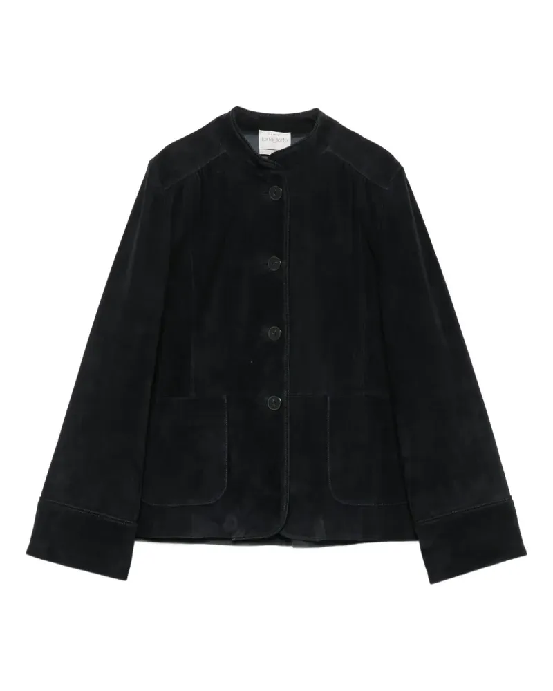 forte_forte Wildlederjacke mit Stehkragen - Schwarz Schwarz
