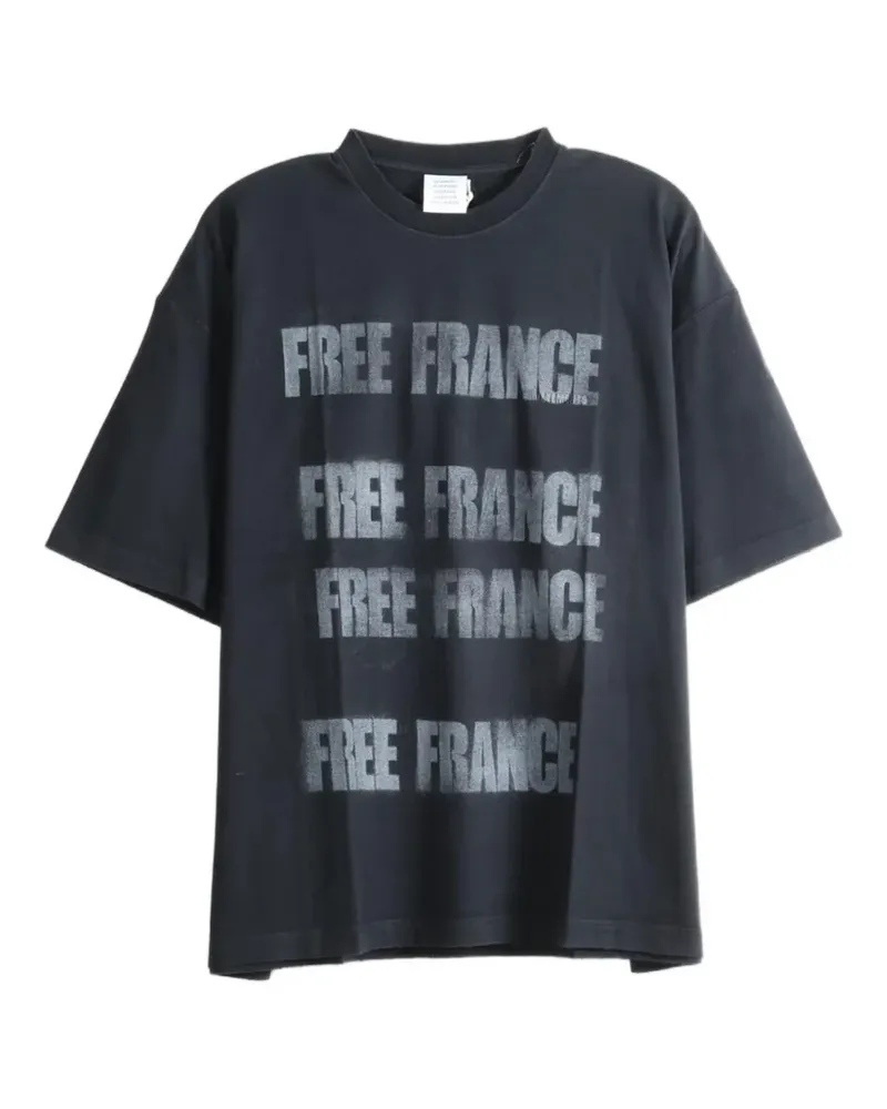 VETEMENTS Free France Oversized-T-Shirt - Schwarz Schwarz