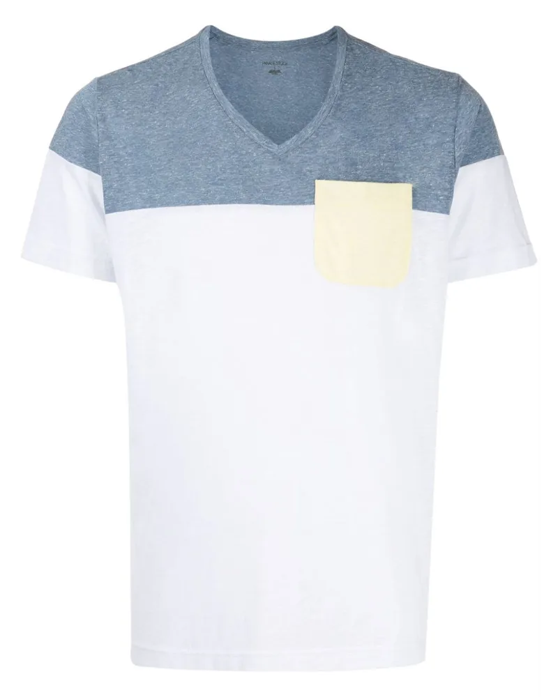 PRIVATE STOCK The Troy T-Shirt in Colour-Block-Optik Weiß