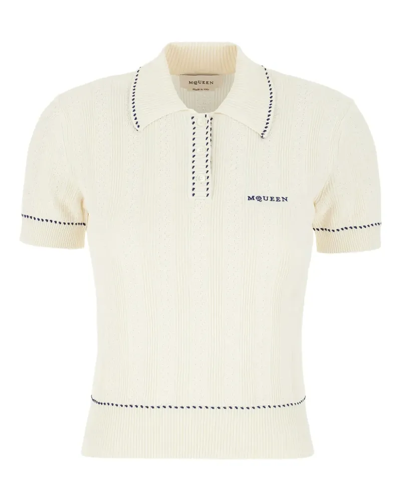 Alexander McQueen Geripptes Poloshirt - Nude Nude