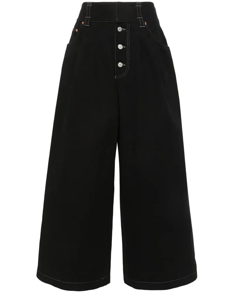 Gucci Weite Oversized-Jeans mit Logo-Etikett - Schwarz Schwarz