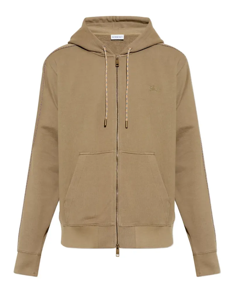 Burberry logo-embroidered zip-up hoodie - Braun Braun