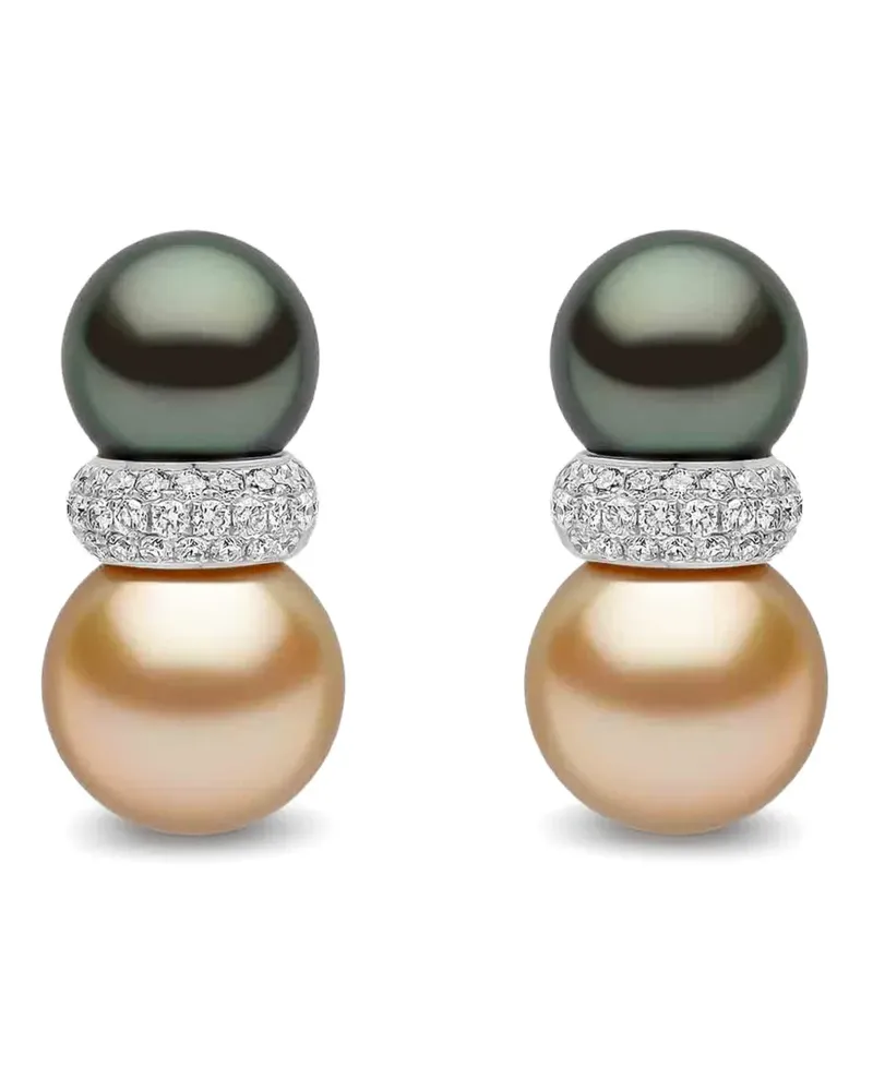 YOKO London Glitz South Sea Hängeohrringe mit Perlen und Diamanten - Silber Silber
