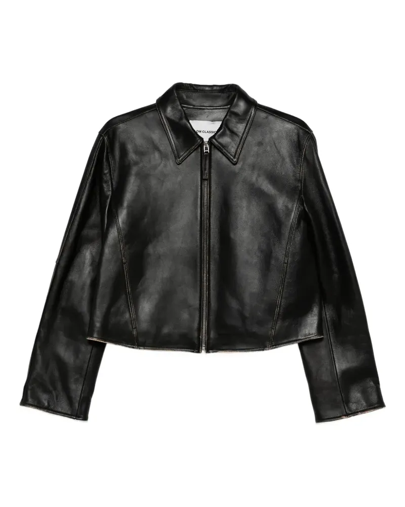 LOW CLASSIC collared zip jacket - Schwarz Schwarz