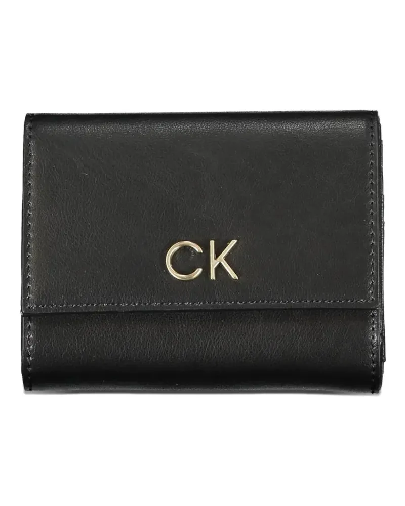 Calvin Klein monogram-plaque trifold wallet - Schwarz Schwarz