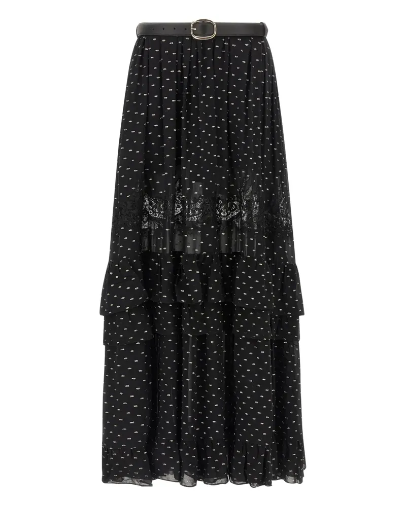 Self-Portrait chiffon lace maxi skirt - Schwarz Schwarz