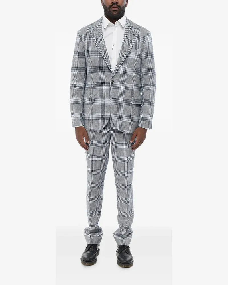 Brunello Cucinelli checked buttoned suit - Blau Blau