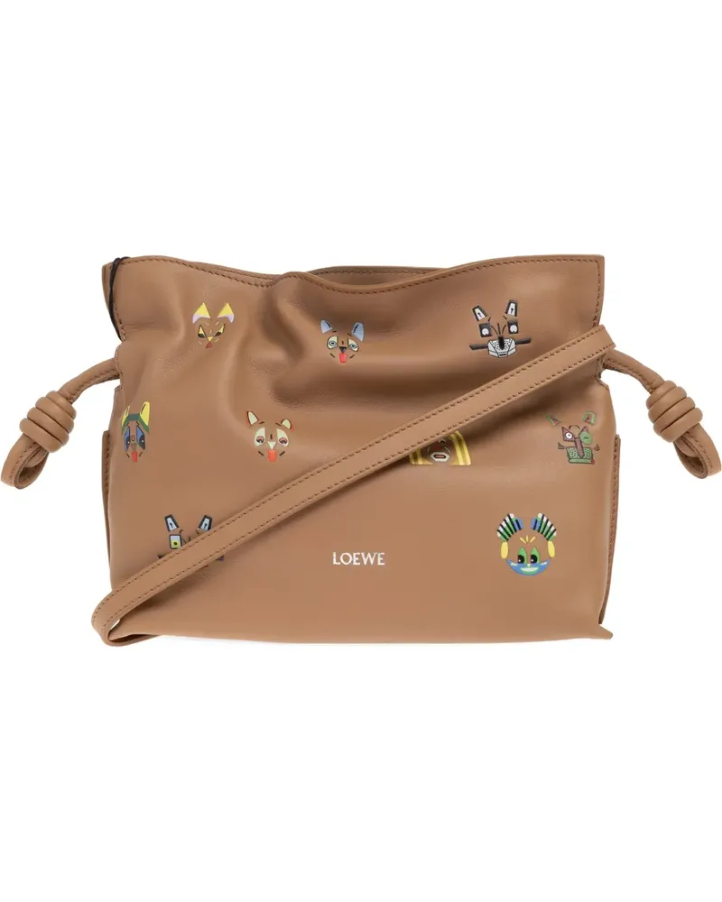 Loewe mini Flamenco cat-print shoulder bag - Braun Braun