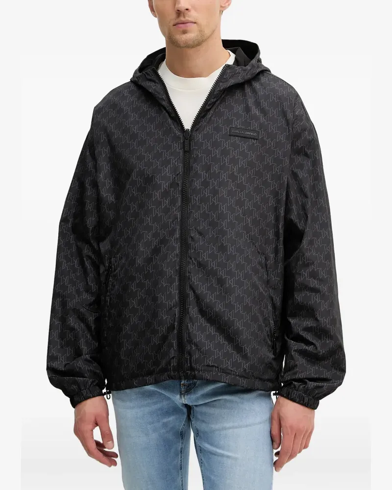 Karl Lagerfeld Wendbare Kapuzenjacke mit Muster - Schwarz Schwarz