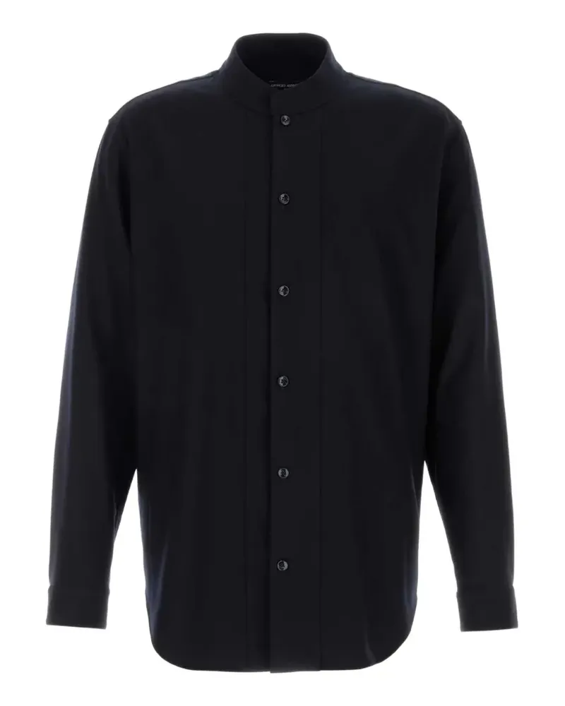 Emporio Armani band-collar wool shirt - Schwarz Schwarz