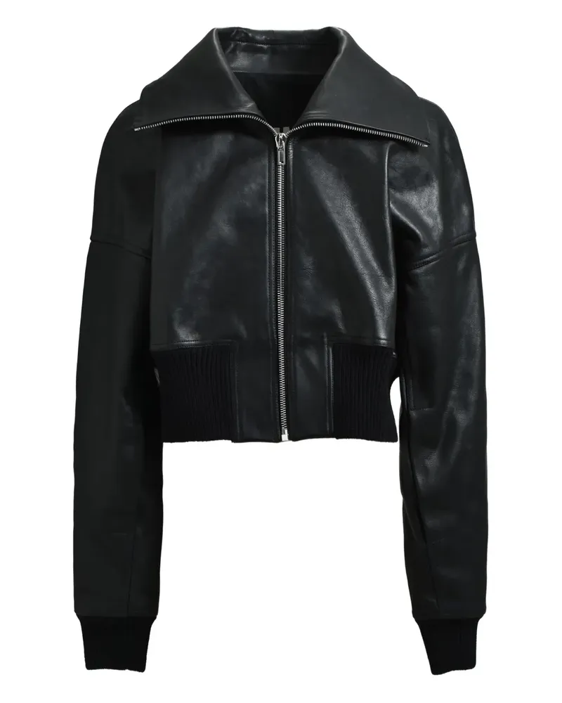 Rick Owens Cropped-Lederjacke mit Reißverschluss - Schwarz Schwarz