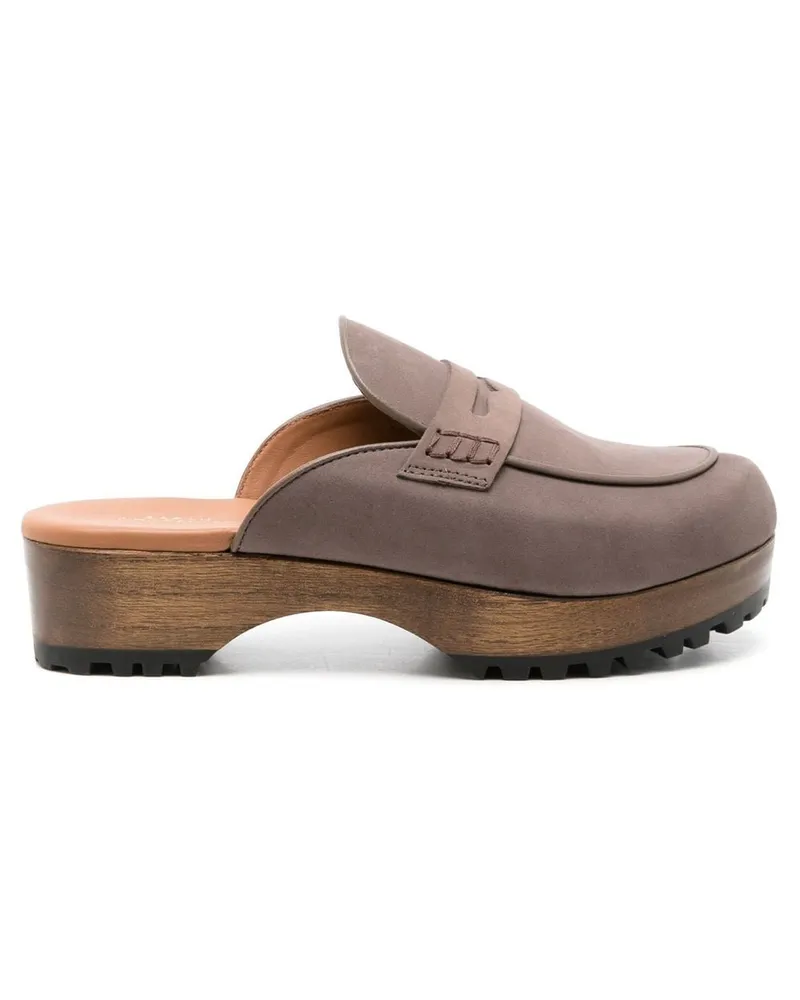 Sarah Chofakian Mules mit Blockabsatz - Braun Braun
