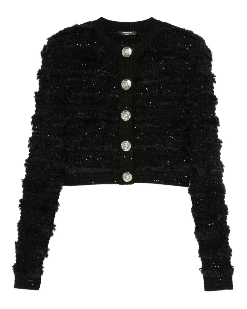 Balmain Cardigan mit Pailletten - Schwarz Schwarz