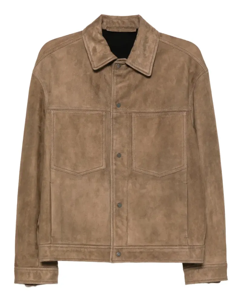 Salvatore Santoro suede-finish chest-pocket jacket - Braun Braun