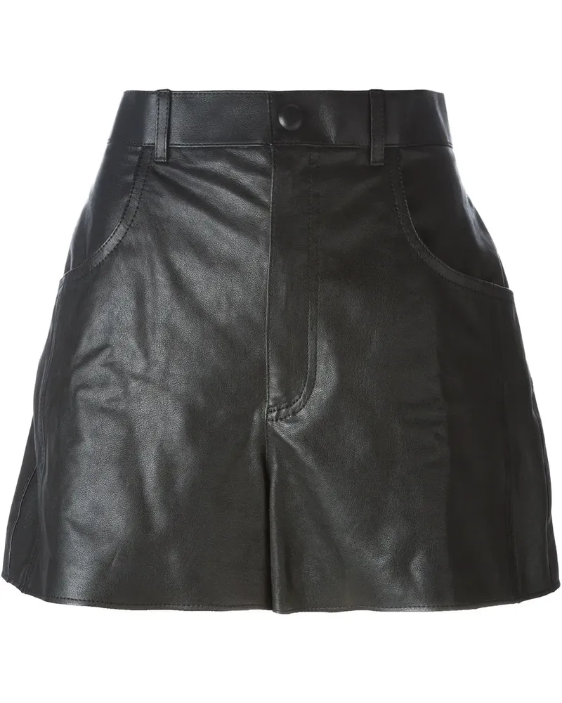 Saint Laurent Ausgestellte Lammledershorts - Schwarz Schwarz