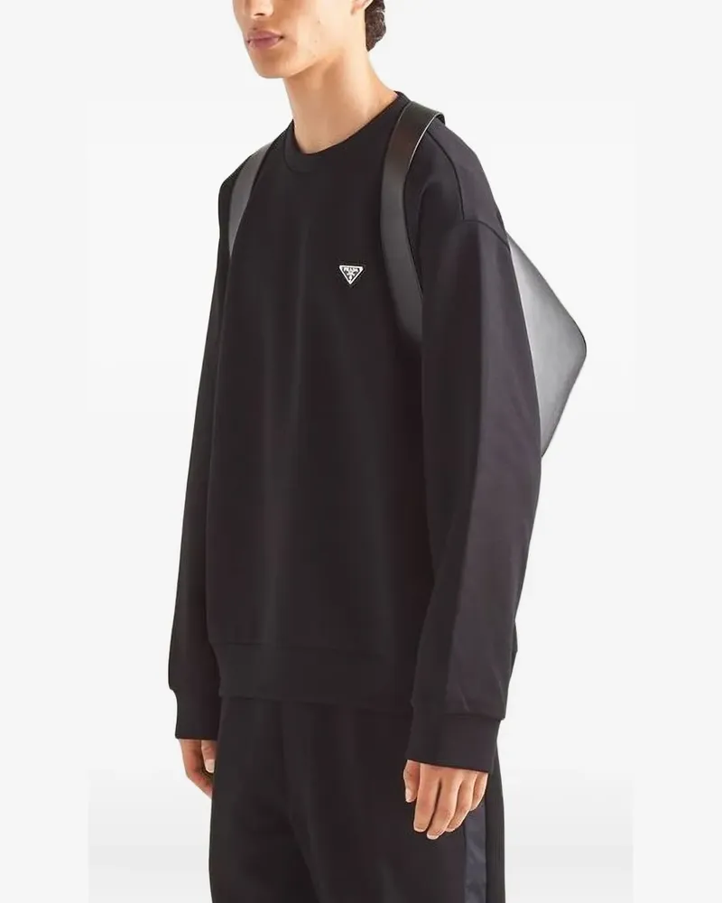 Prada Sweatshirt mit Logo-Schild - Schwarz Schwarz