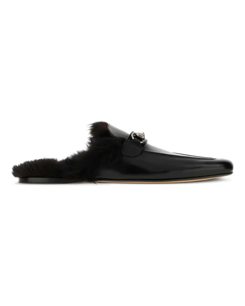 Gucci Horsebit Mules mit Shearling-Besatz - Schwarz Schwarz