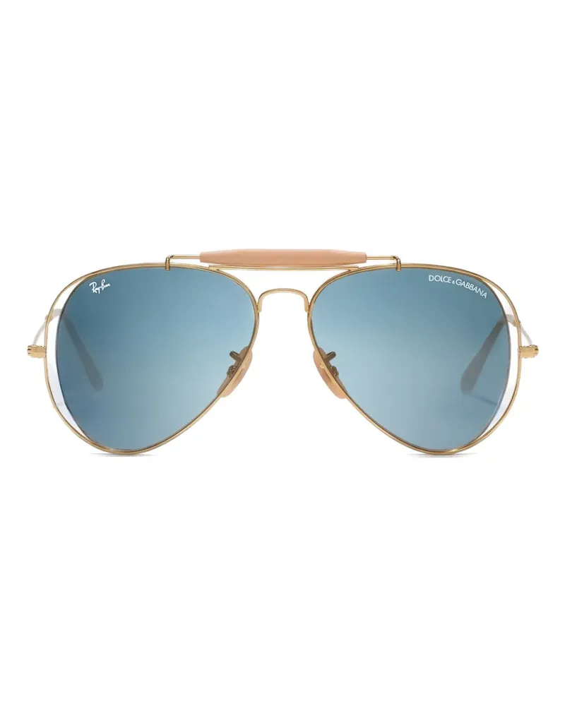 Dolce & Gabbana x Ray‑Ban pilot-frame double-bridge sunglasses - Gold Gold