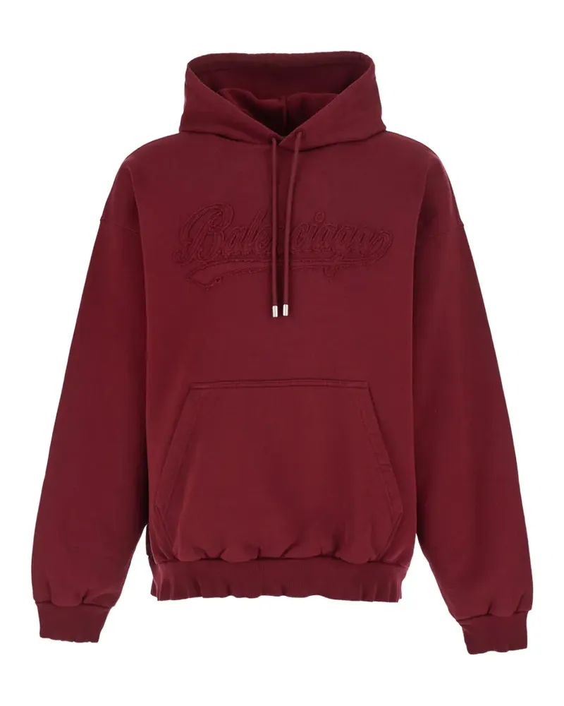 Balenciaga logo-embroidered drawstring hoodie - Rot Rot