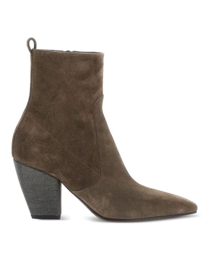 Brunello Cucinelli Stiefeletten aus Wildleder mit Perlenverzierung - Braun Braun