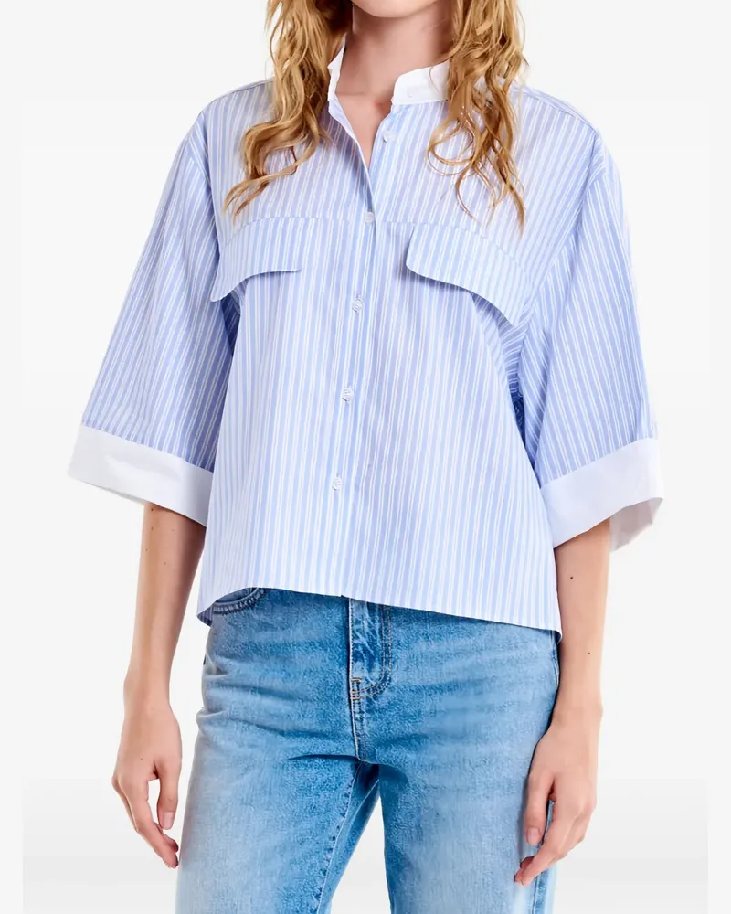 VICOLO striped flap-pocket shirt - Blau Blau