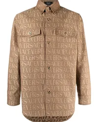 Versace Allover-print shirt jacket Braun