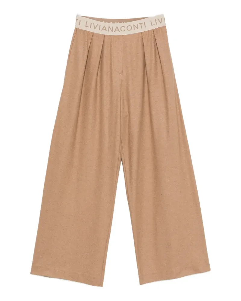 Liviana Conti logo-waistband trousers - Nude Nude