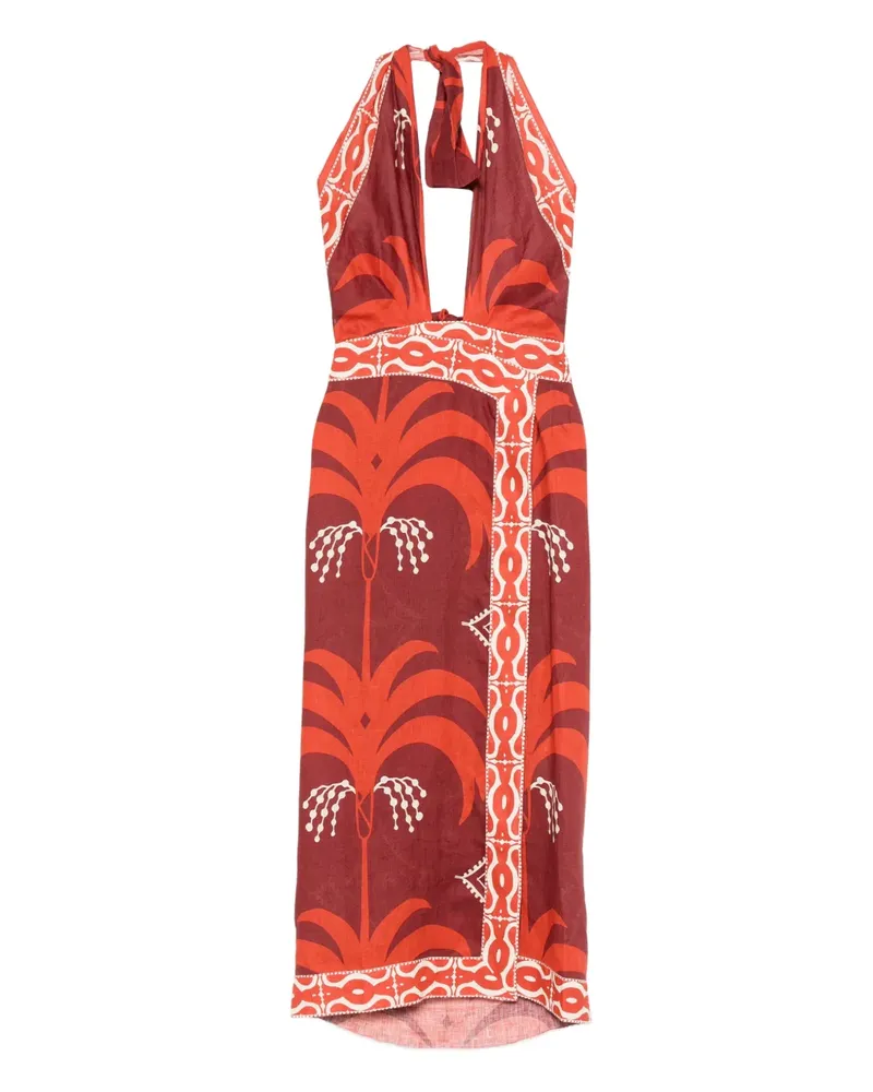 Johanna Ortiz Buen Viento halterneck printed midi dress - Rot Rot