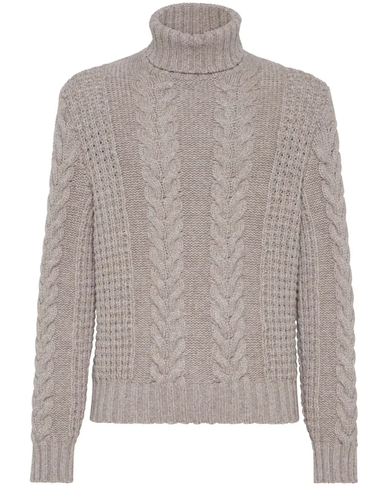 Brunello Cucinelli Kaschmirpullover mit Zopfmuster - Braun Braun