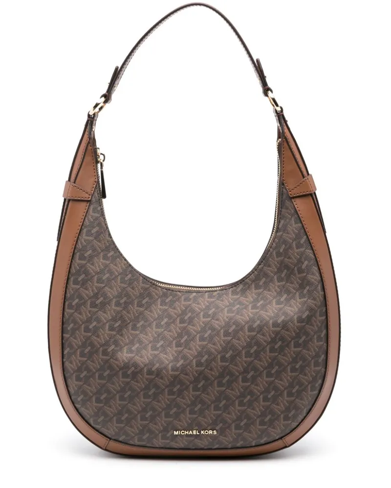Michael Kors Preston Schultertasche mit Monogrammmuster - Braun Braun
