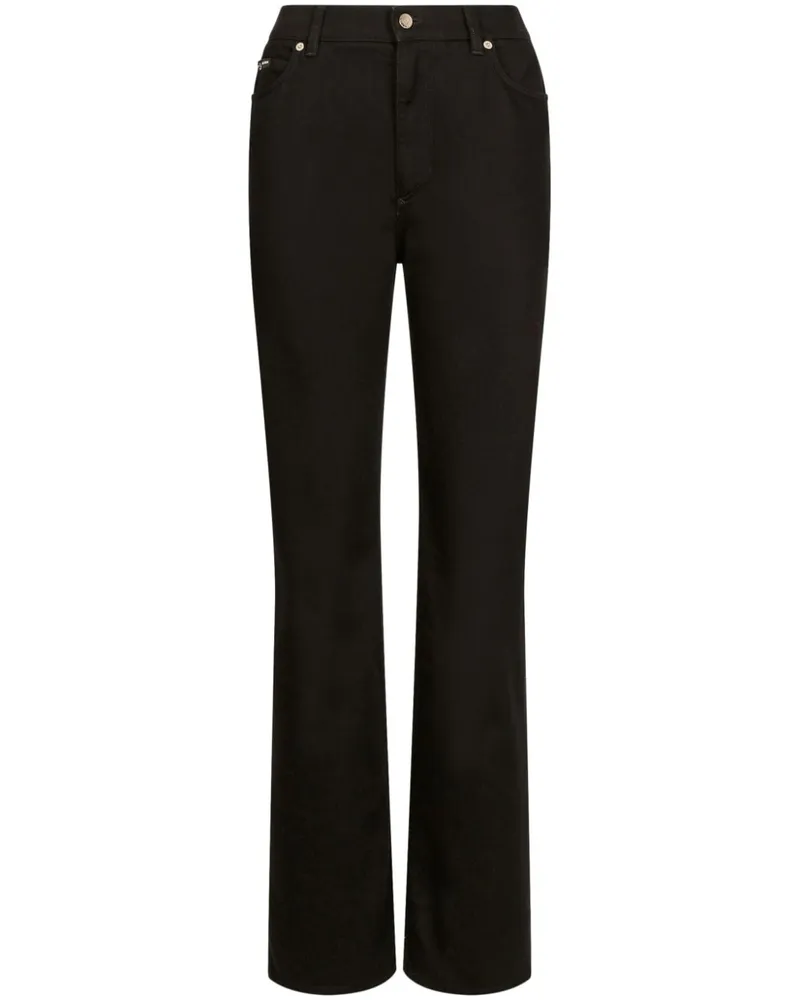Dolce & Gabbana Weite Jeans mit Logo-Patch - Schwarz Schwarz