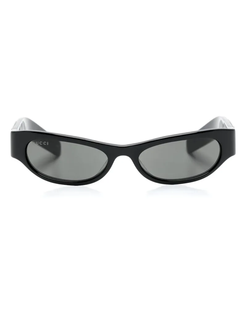Gucci Cat-Eye-Sonnenbrille mit Logo-Schild - Schwarz Schwarz