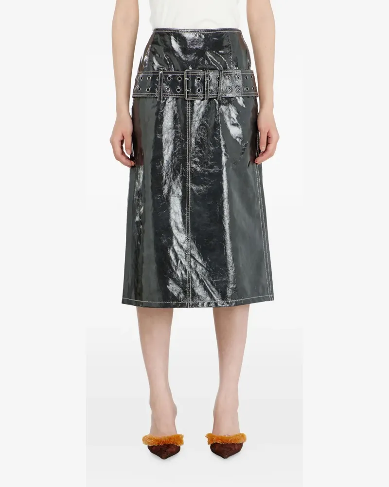 Diesel belted patent leather midi skirt - Grau Grau