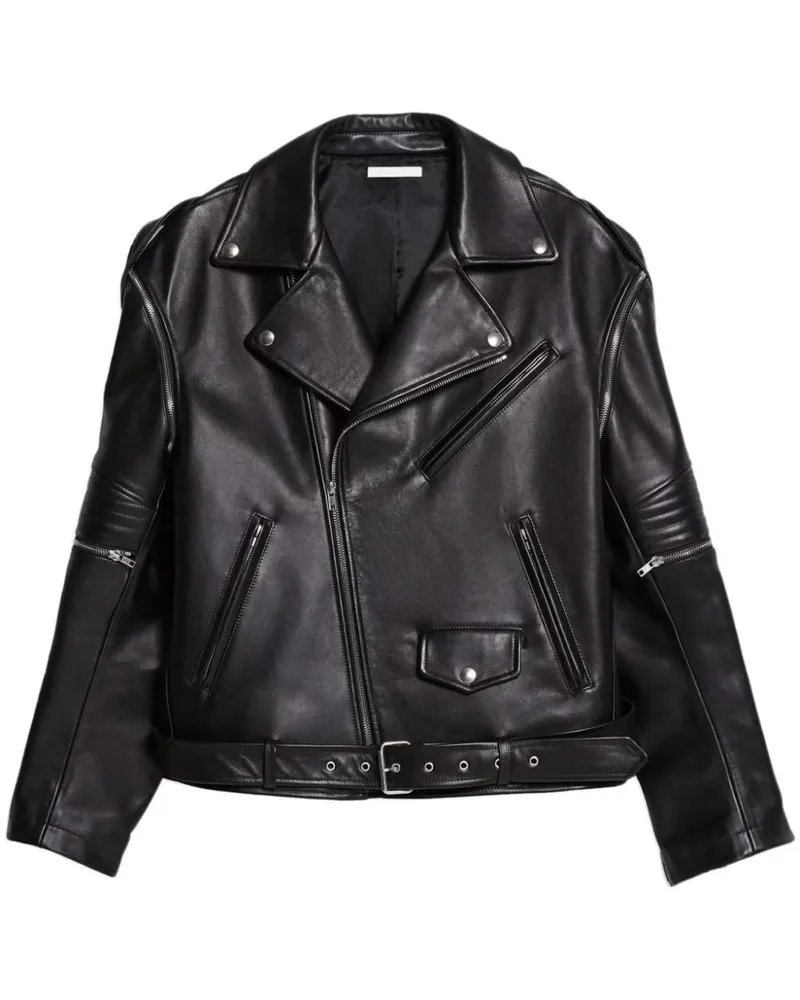 Helmut Lang Bikerjacke mit Gürtel - Schwarz Schwarz
