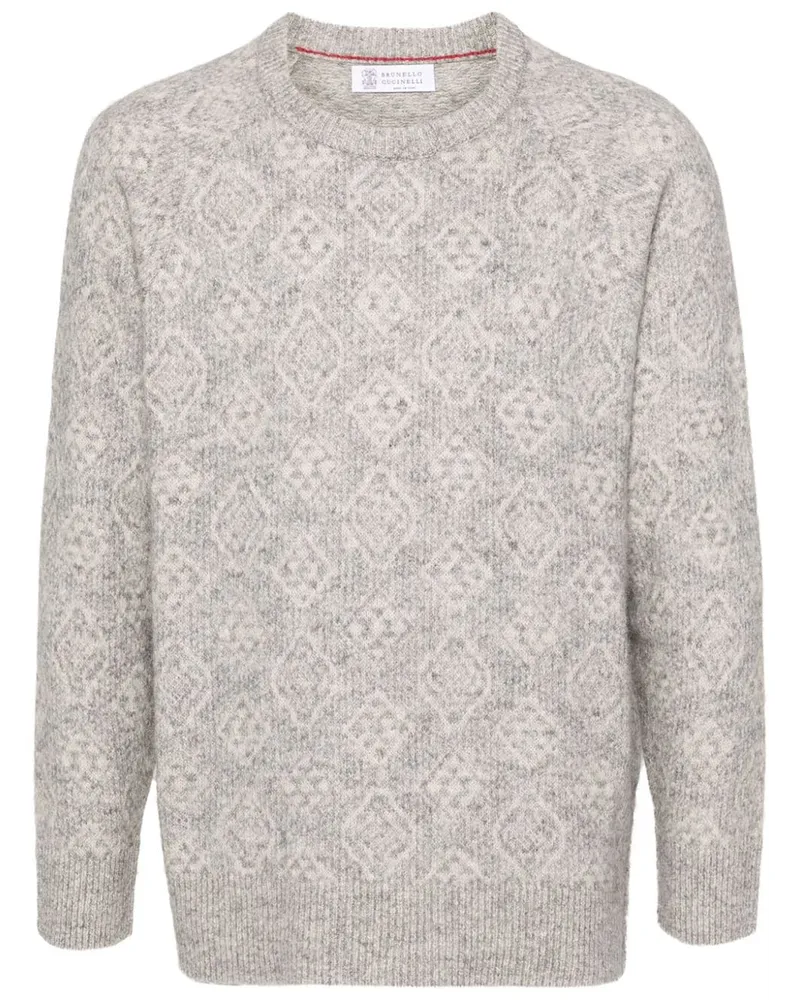 Brunello Cucinelli Gebürsteter Intarsien-Pullover - Grau Grau