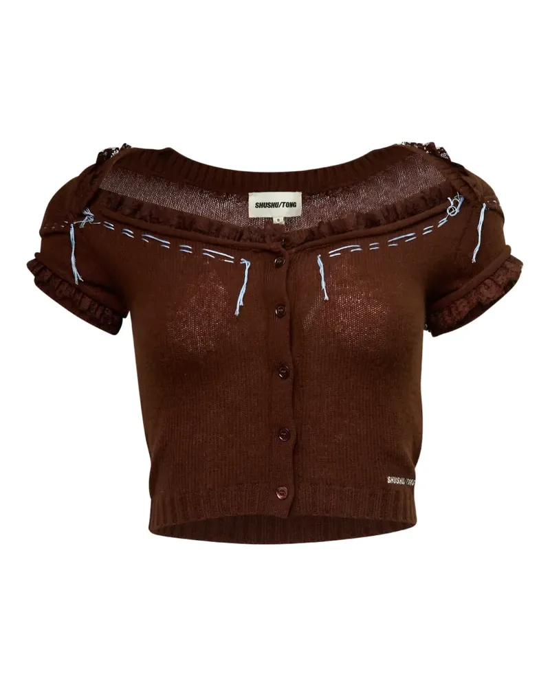 SHUSHU/TONG ruffle-trimmed short-sleeve cardigan - Rot Rot