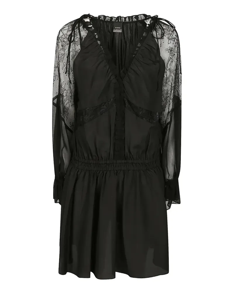 Pinko lace-panelled ruffled mini dress - Schwarz Schwarz