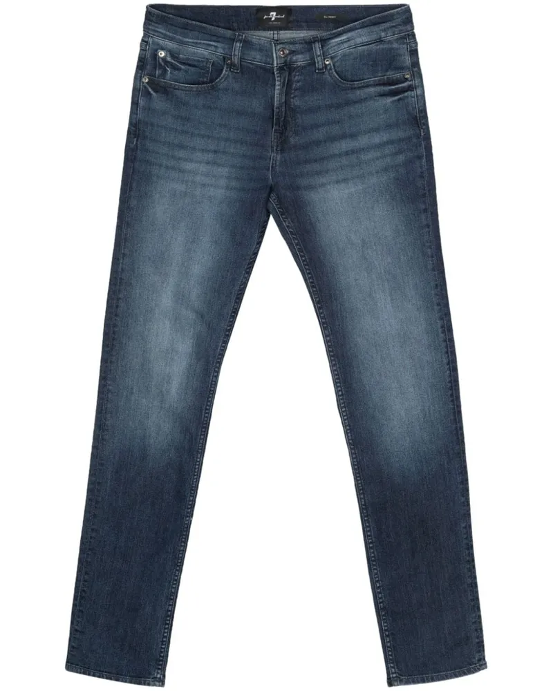 7 for all mankind Halbhohe Slim-Fit-Jeans - Blau Blau