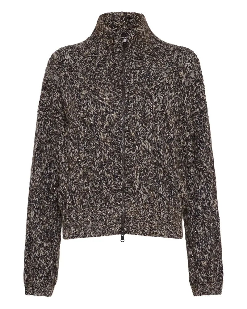 Brunello Cucinelli Dazzling Chiné-Cardigan - Nude Nude