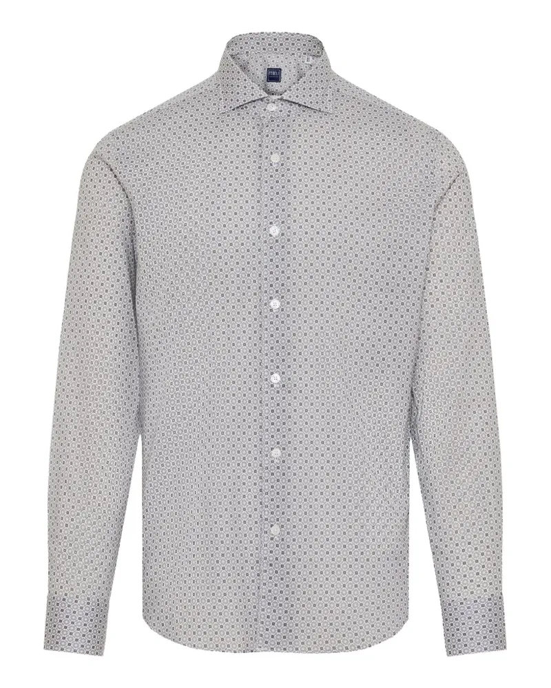 Fedeli geometric-print long-sleeve shirt - Weiß Weiß