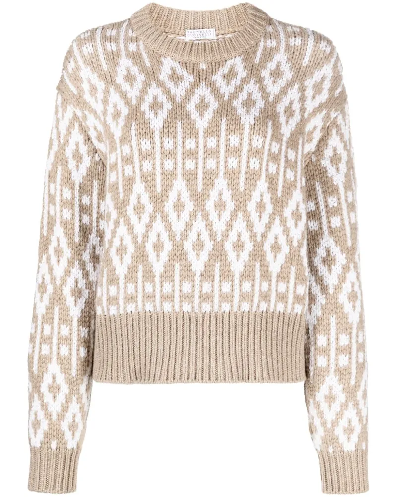 Brunello Cucinelli Kaschmirpullover mit Rundhalsausschnitt - Braun Braun