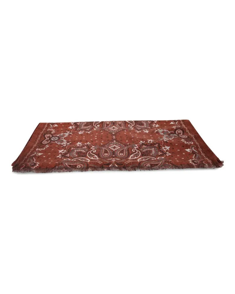 Dell'oglio Ausgefranster Schal mit Paisley-Print - Rot Rot