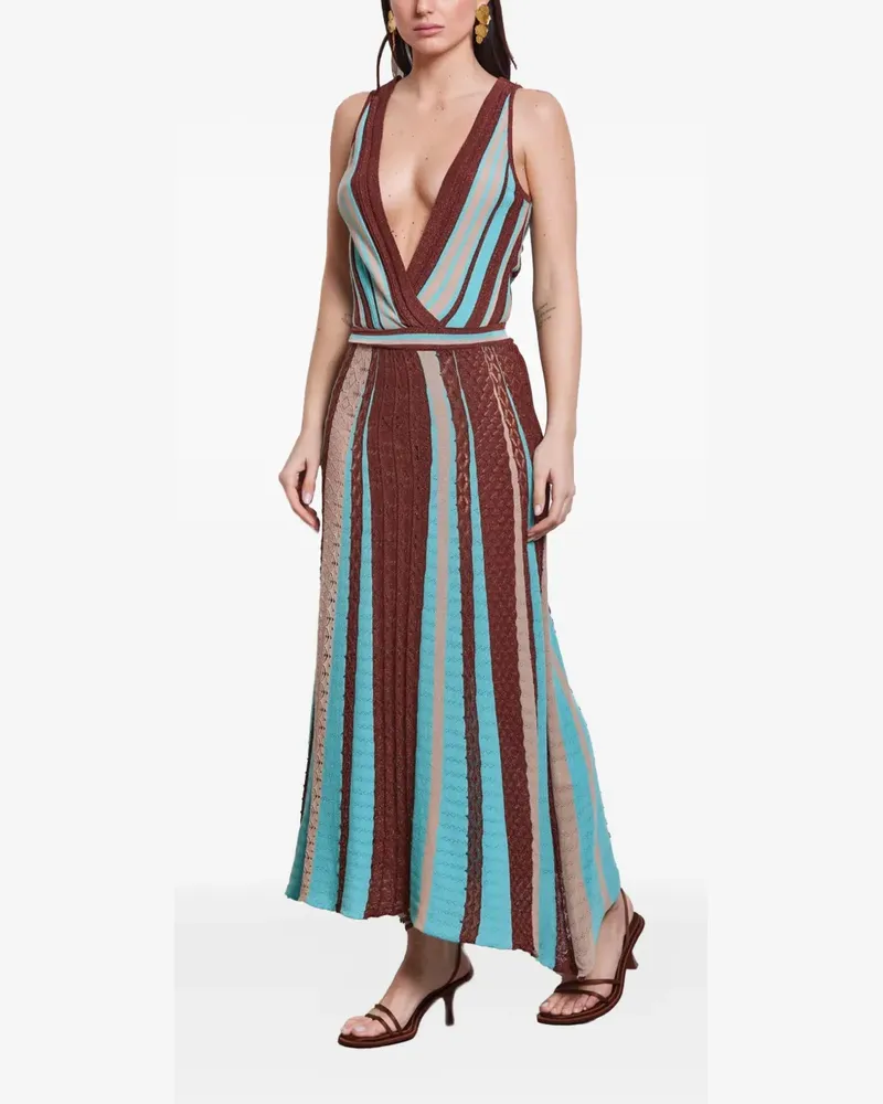 AKEP Gestricktes Maxikleid mit Streifen - Braun Braun