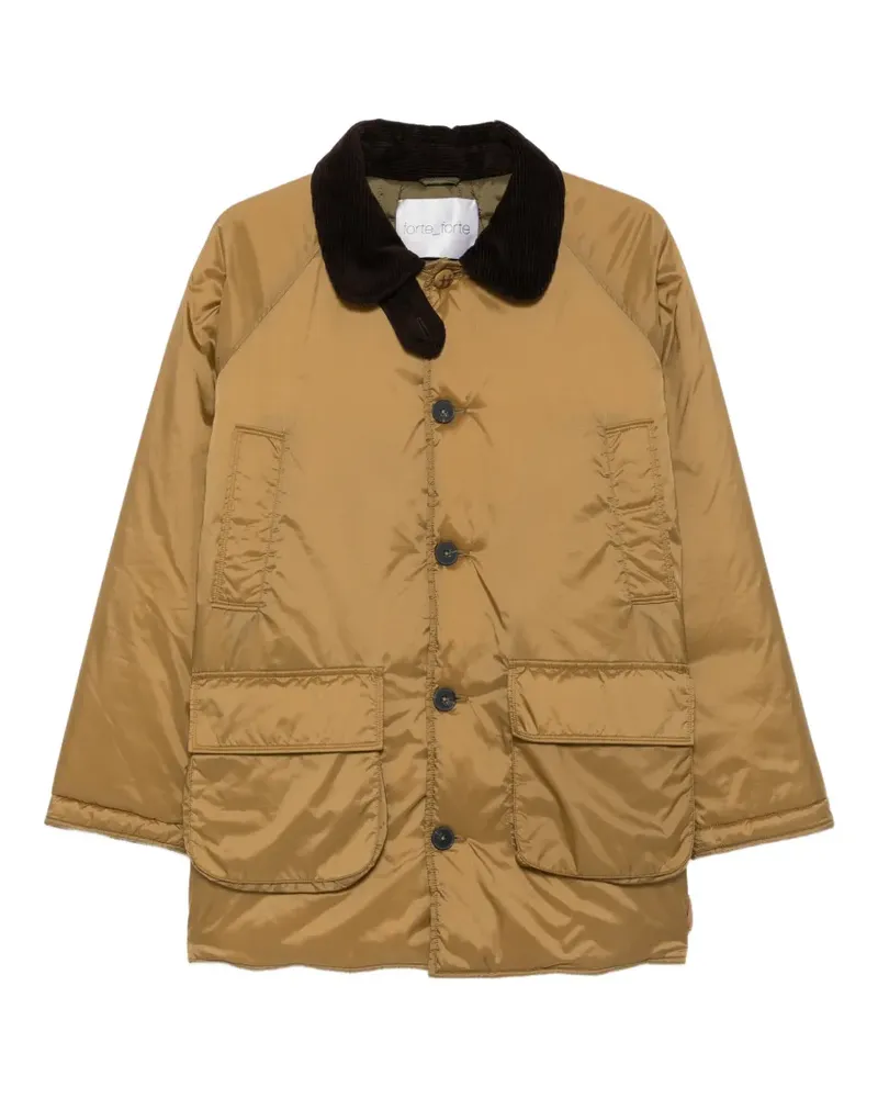 forte_forte corduroy-collar button-up coat - Nude Nude