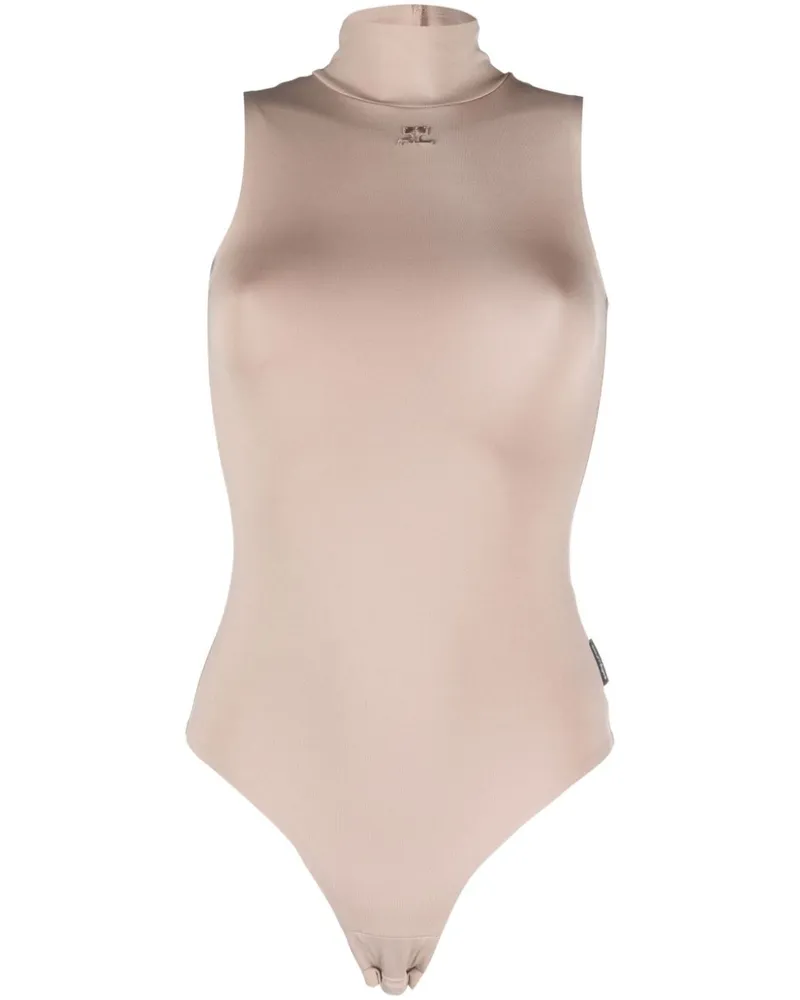 Courrèges Jersey-Body mit Stehkragen - Nude Nude