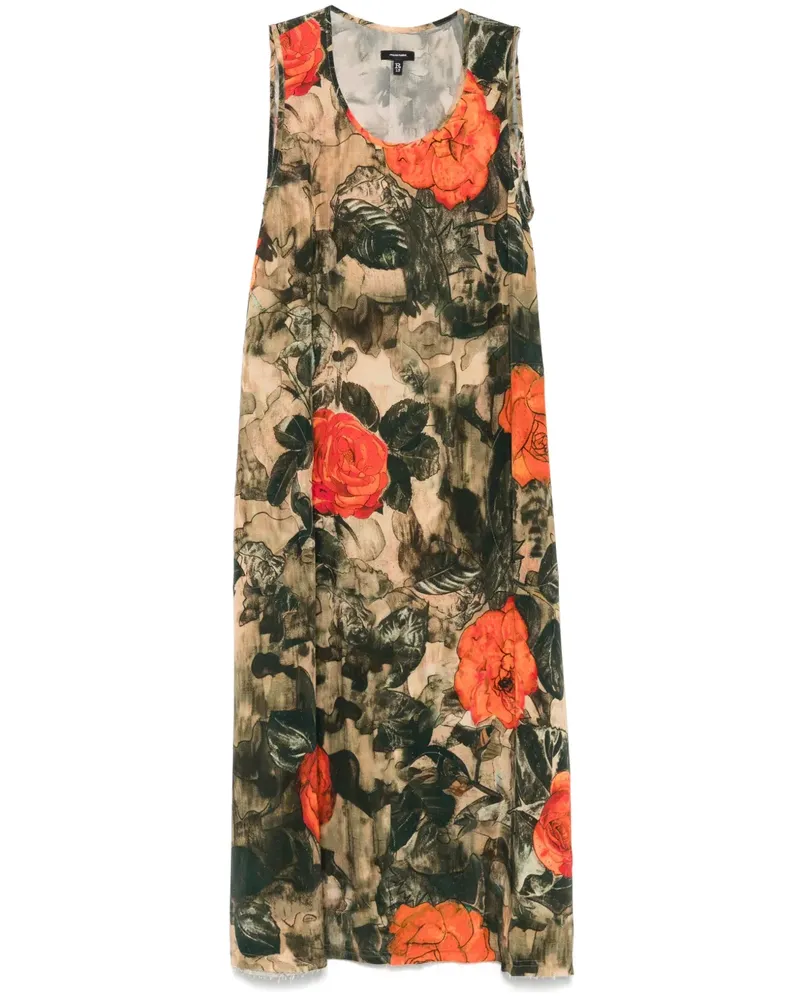 R13 Midikleid mit Blumen-Print - Grün Grün