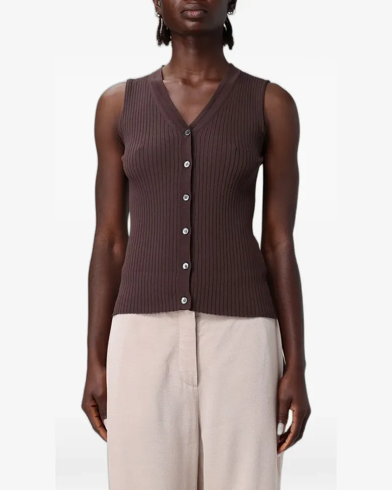 Antonio Marras ribbed-knit V-neck gilet - Braun Braun