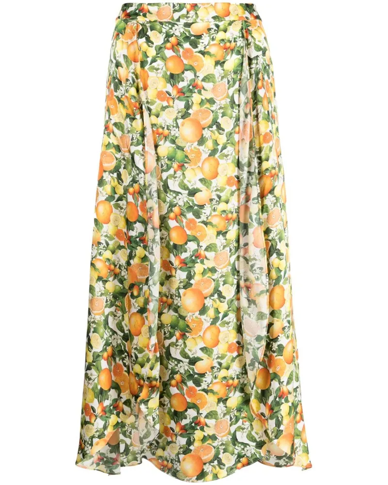 Stella McCartney Midirock mit Blumen-Print Grün