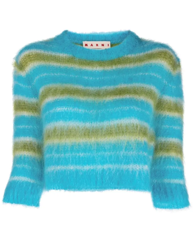 Marni Gestreifter Strickpullover Blau