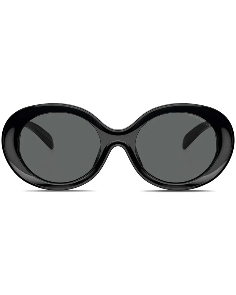 Emporio Armani Sonnenbrille mit rundem Gestell - Schwarz Schwarz